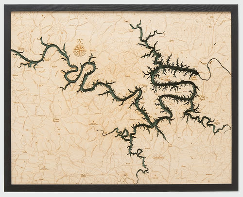 Lake of the Ozarks 3-D Nautical Wood Chart, Large, 24.5" x 31"