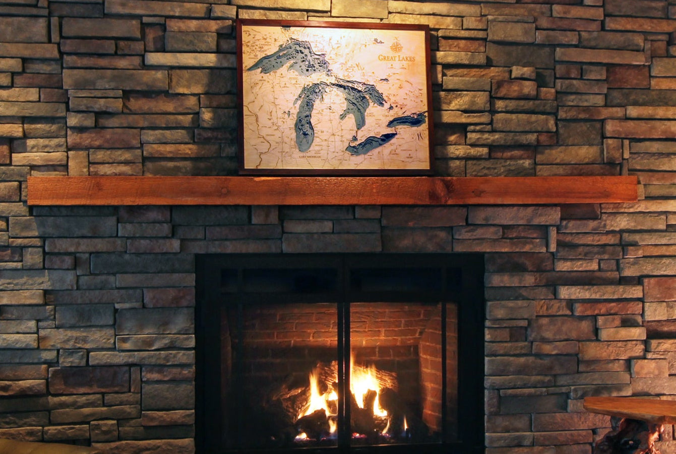 Great Lakes 3-D Nautical Wood Chart, Large, 24.5" x 31"