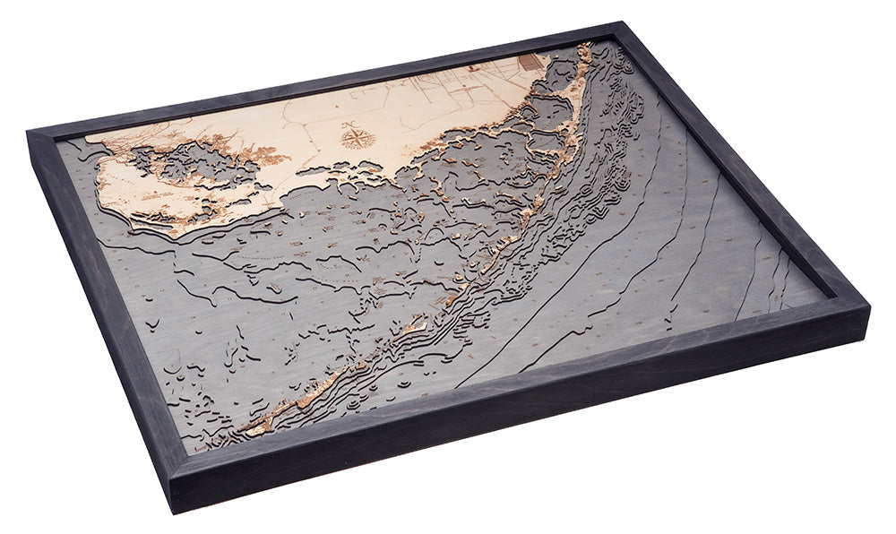 Upper Florida Keys, FL 3-D Nautical Wood Chart, Large, 24.5" x 31"
