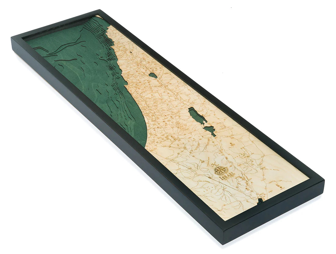 Israel 3-D Nautical Wood Chart, Large, 13.5" x 43"