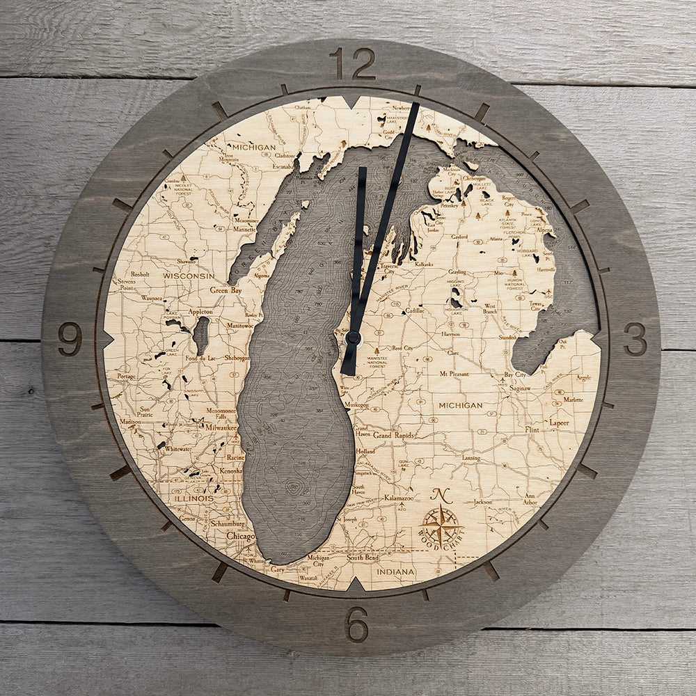Lake Michigan Ring Clock, 16" Diameter