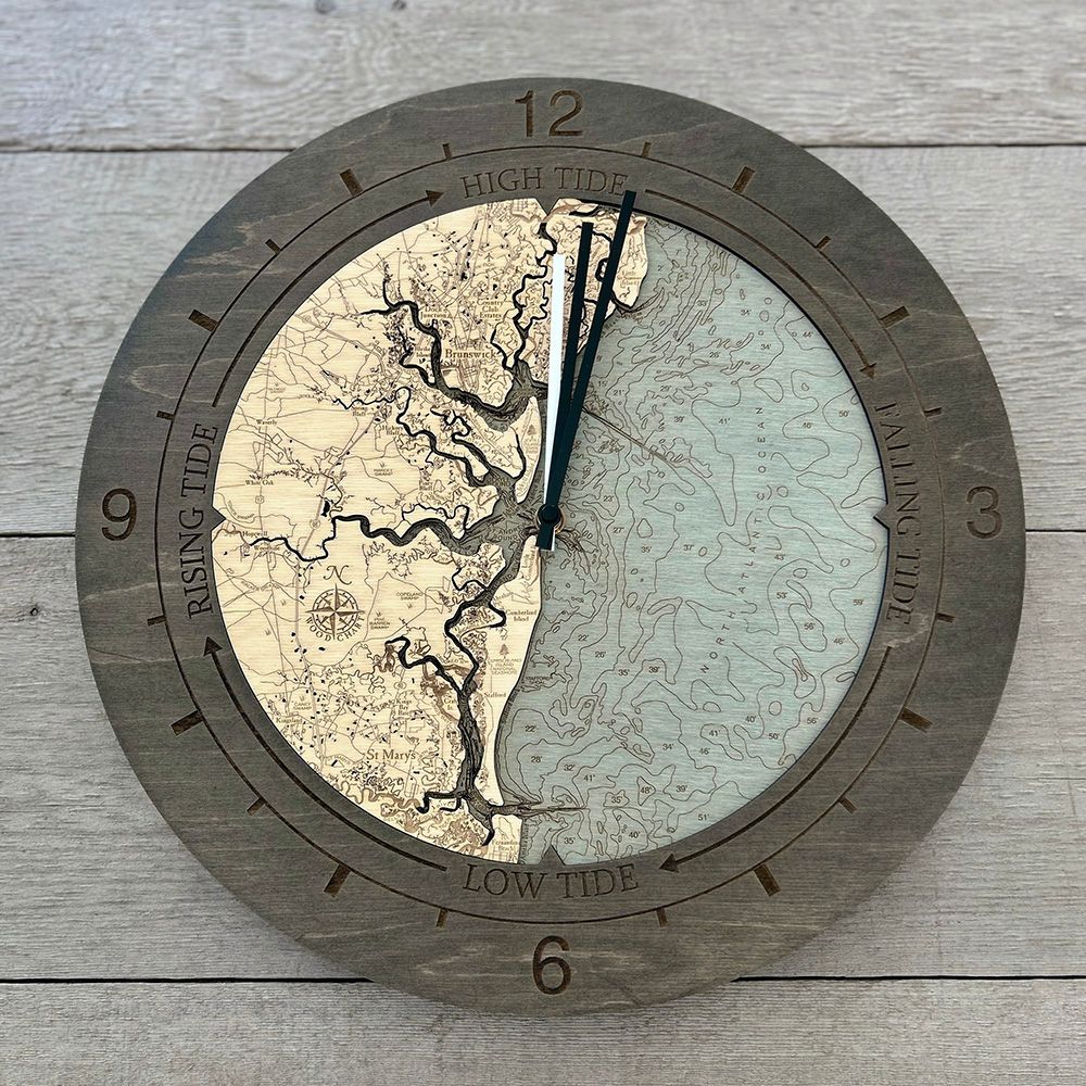 Jekyll Island to Cumberland Island, GA, Tide & Time Clock, 16.50" Diameter