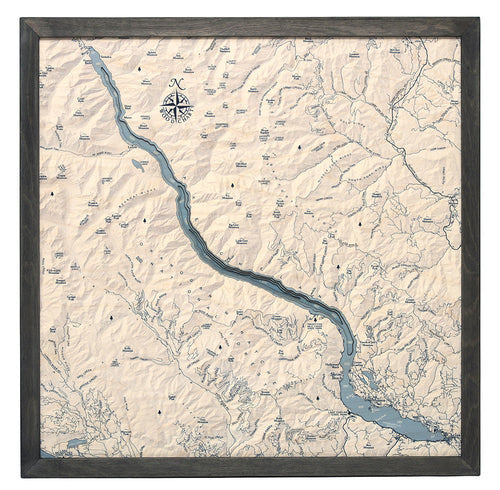 Lake Chelan UV Nautical Wood Chart, Square, 27" x 26"