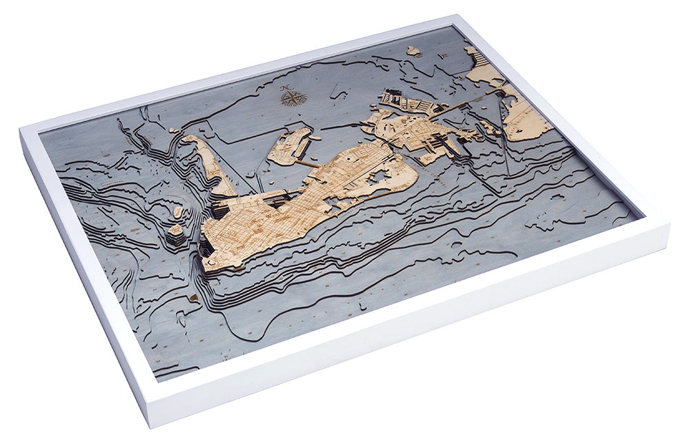 Key West, Florida 3-D Nautical Wood Chart, Large, 24.5" x 31"