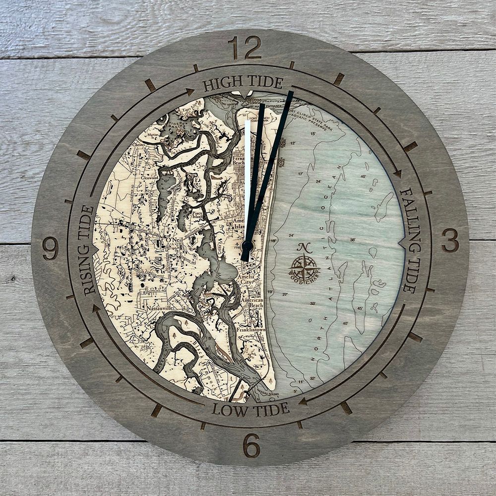 Amelia Island Tide & Time Clock, 16.50" Diameter