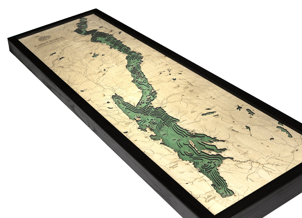 Saratoga Lake, NY 3D Wood Topo Map