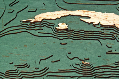 Gulf Of America 3-D Nautical Wood Chart, Large, 24.5" x 31"