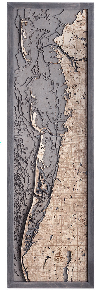 Anclote Key to Indian Shores 3-D Nautical Wood Chart, Narrow, 13.5" x 43"