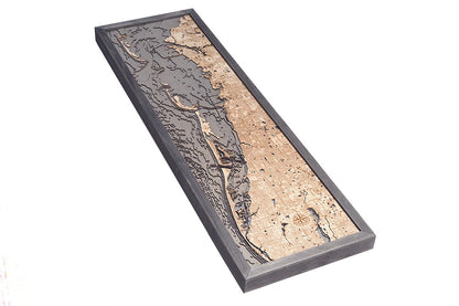 Anclote Key to Indian Shores 3-D Nautical Wood Chart, Narrow, 13.5" x 43"