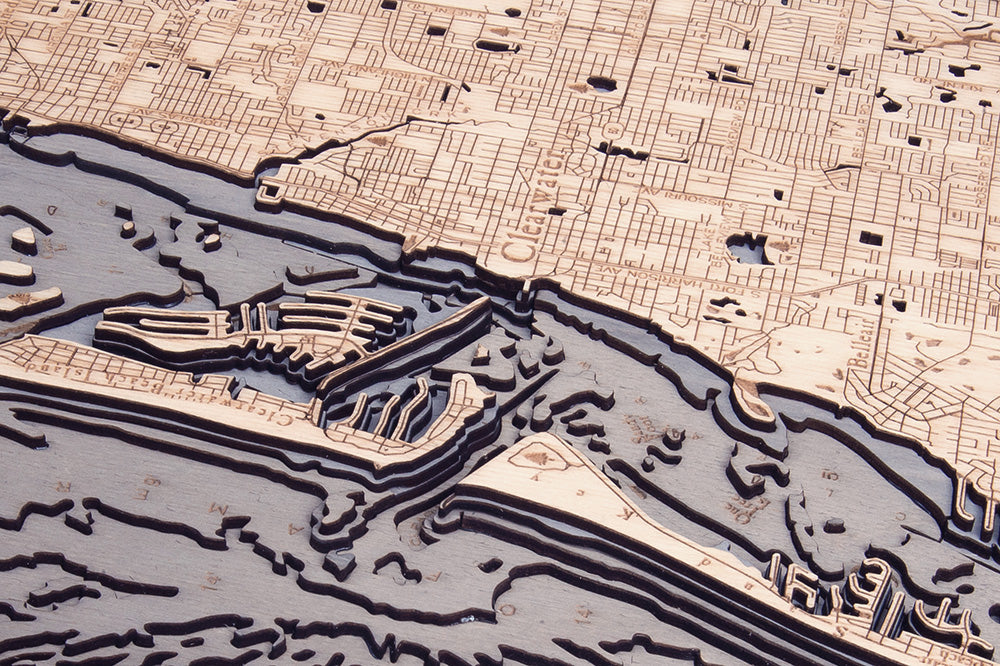 Anclote Key to Indian Shores 3-D Nautical Wood Chart, Narrow, 13.5" x 43"
