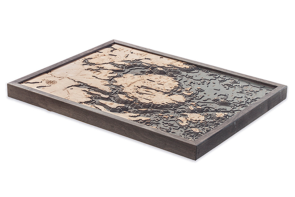 Bar Harbor / Mount Desert Island, Maine 3-D Nautical Wood Chart, Large, 24.5" x 31"