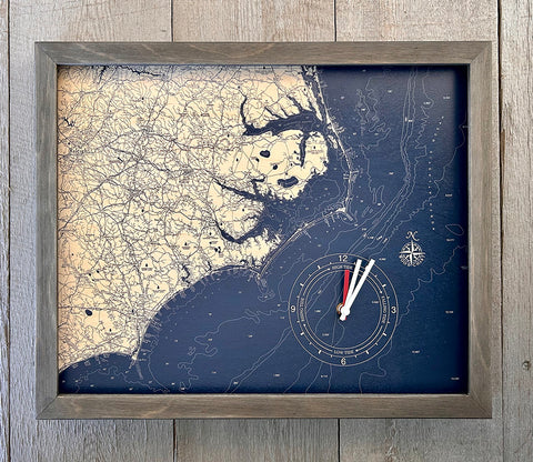 North Carolina Coast Framed Tide & Time Clock
