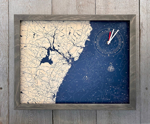New Hampshire Coast Framed Tide & Time Clock