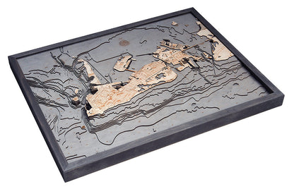 Key West, Florida 3-D Nautical Wood Chart, Large, 24.5" x 31"