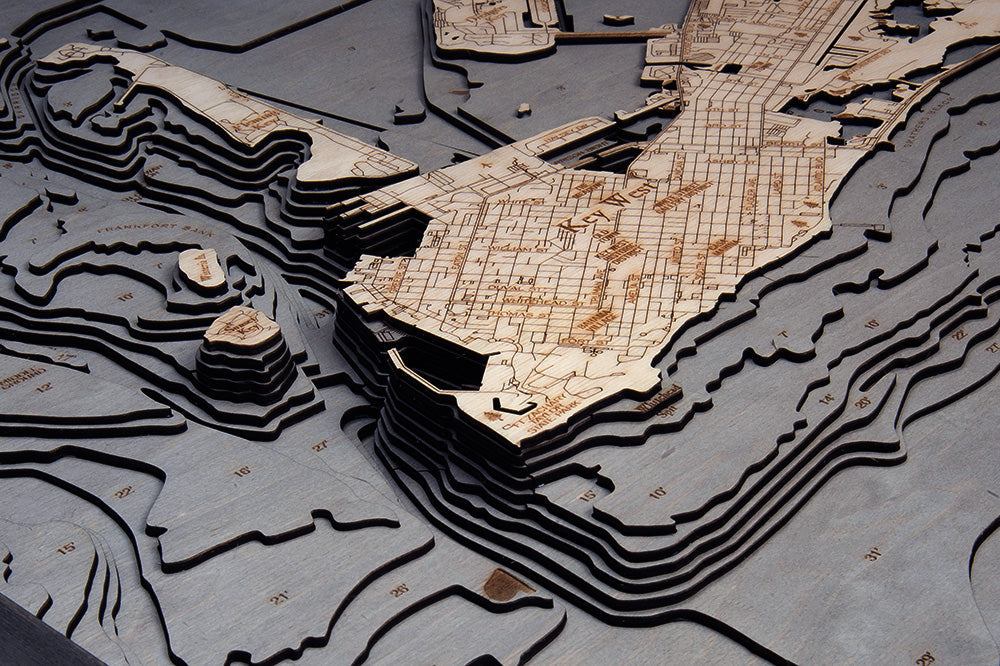 Key West, Florida 3-D Nautical Wood Chart, Large, 24.5" x 31"