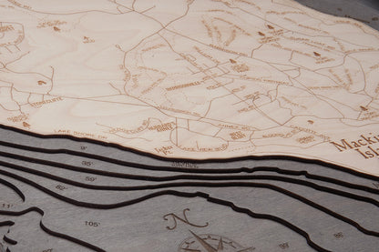 Mackinac Island, Michigan 3-D Nautical Wood Chart, Small, 16" x 20"