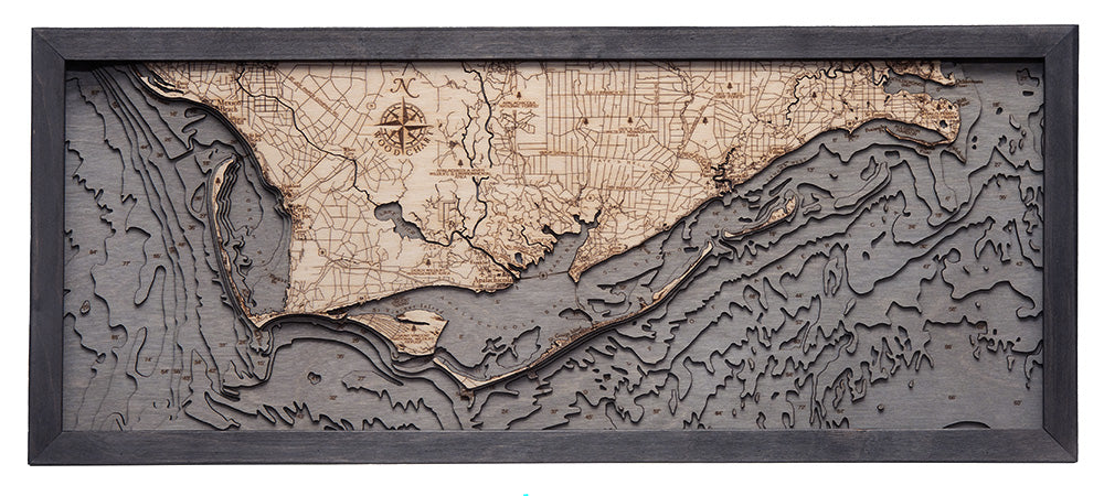 Mexico Beach To Bald Point, FL 3-D Nautical Wood Chart, Medium, 13.5" x 31"
