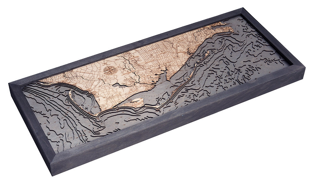 Mexico Beach To Bald Point, FL 3-D Nautical Wood Chart, Medium, 13.5" x 31"