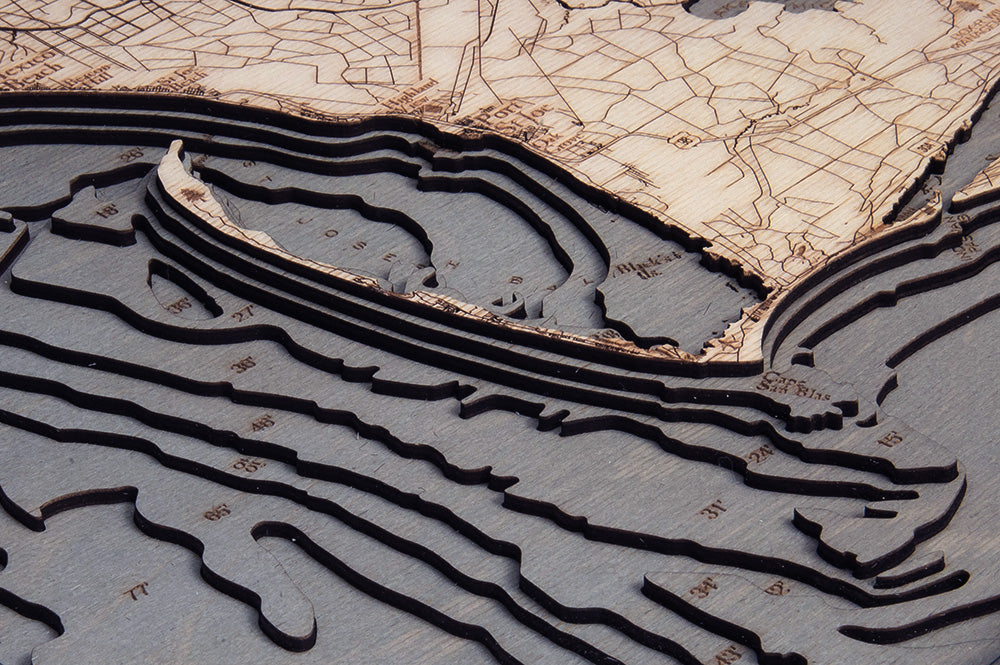 Mexico Beach To Bald Point, FL 3-D Nautical Wood Chart, Medium, 13.5" x 31"