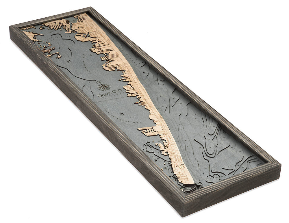 Map of Ocean City, Maryland 3-D Nautical Wood Chart