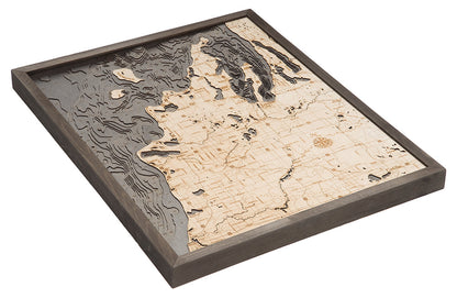 Side View of 3-D Nautical Wood Chart of Michigan Route M22