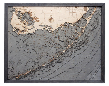Upper Florida Keys, FL 3-D Nautical Wood Chart, Large, 24.5" x 31"