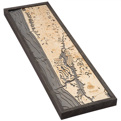 Narrow Naples Map Florida 3-D Nautical Wood Chart