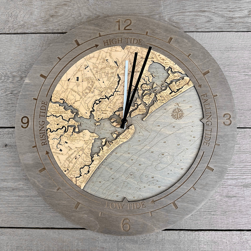 Ocean City NJ Tide & Time Clock, 16.50" Diameter