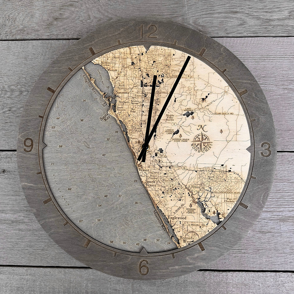 Sarasota to Englewood, FL Ring Clock, 16.50" Diameter