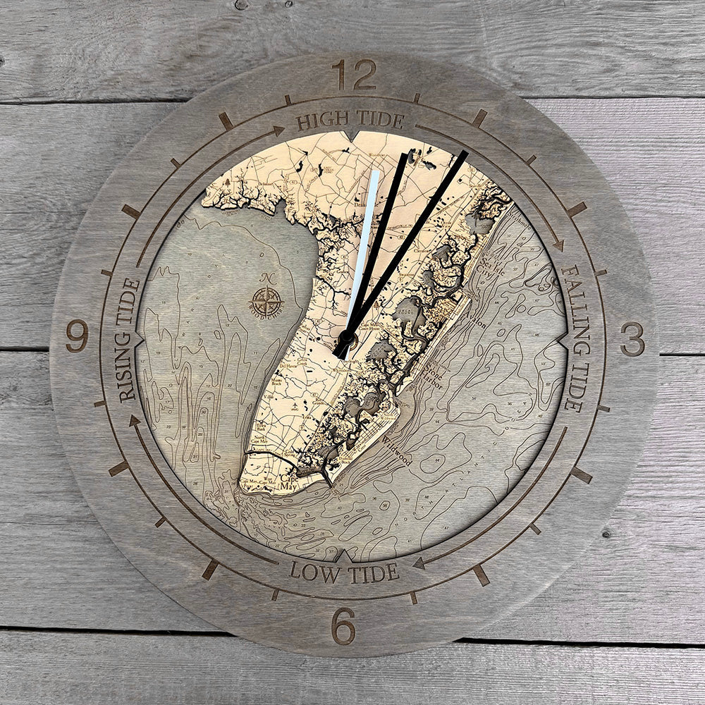 Strathmere to Cape May, NJ Tide & Time Clock, 16.50" Diameter