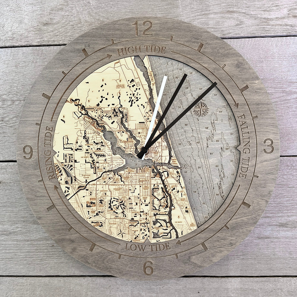 Jupiter Inlet FL Tide & Time Clock, 16.50" Diameter