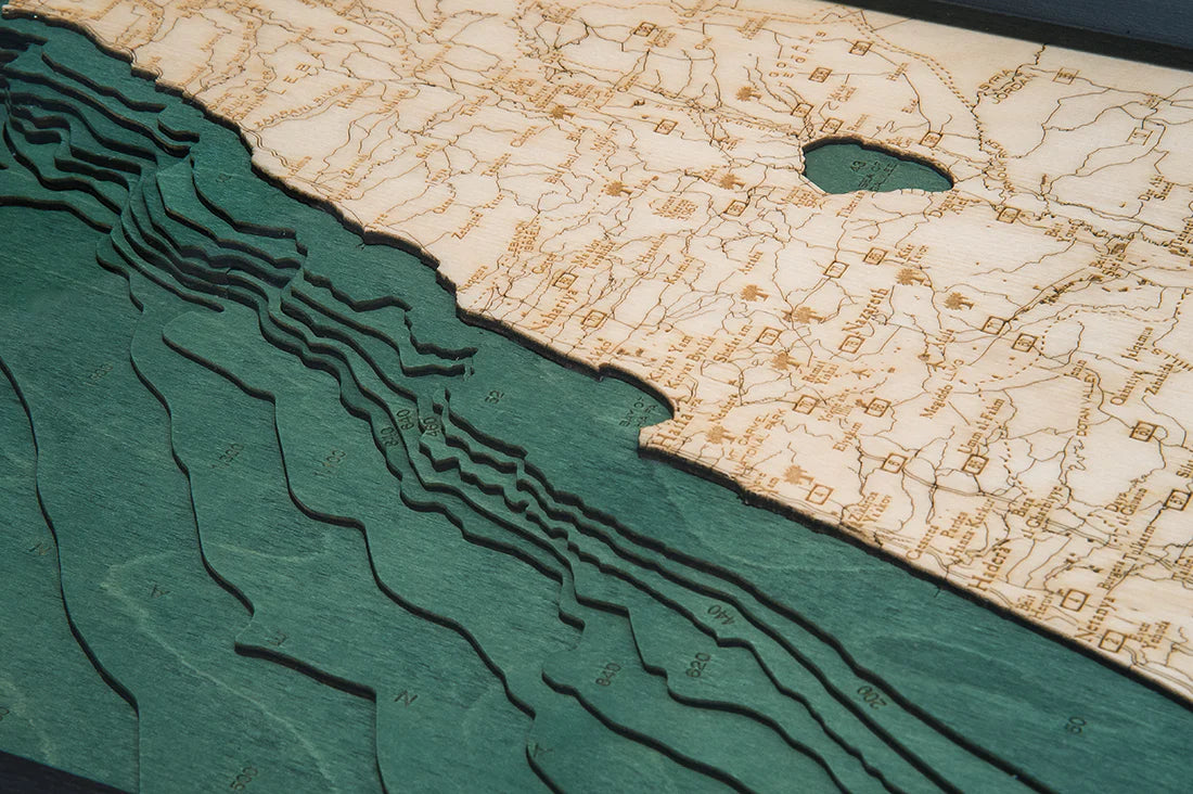Israel 3-D Nautical Wood Chart, Large, 13.5" x 43"