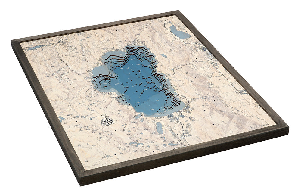 Lake Tahoe Mountain UV Nautical Wood Chart, Large, 24.5" x 31"