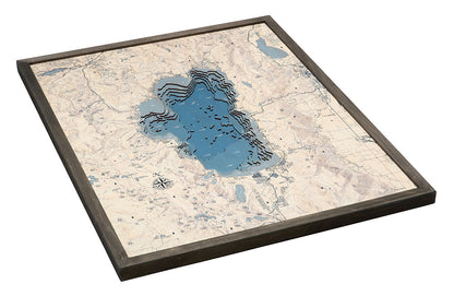 Lake Tahoe Mountain UV Nautical Wood Chart, Large, 24.5" x 31"