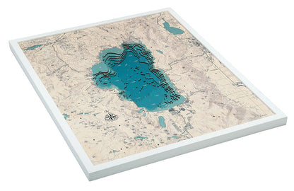 Lake Tahoe Mountain UV Nautical Wood Chart, Large, 24.5" x 31"