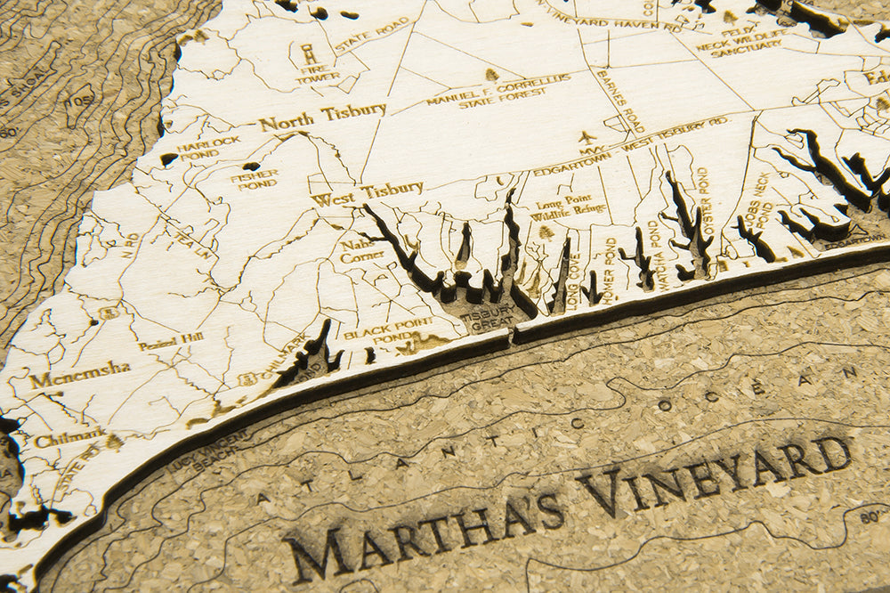 Martha's Vineyard Cork Map, 8" x 10"