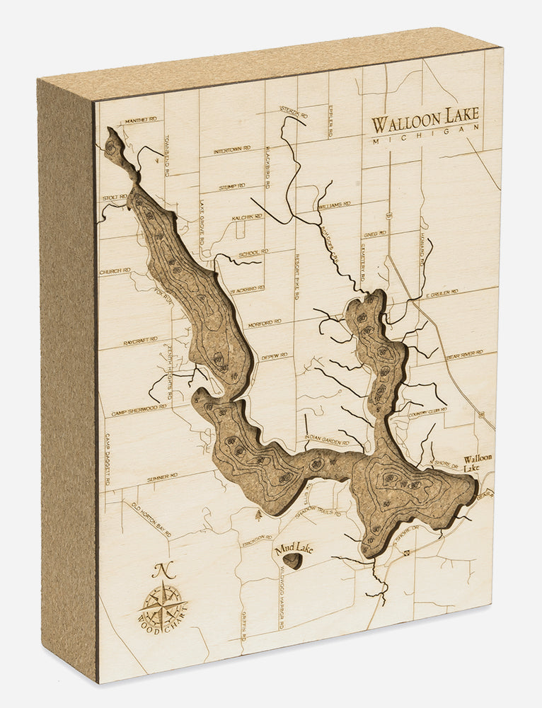 Map of Lake Walloon on Laser Cut Cork