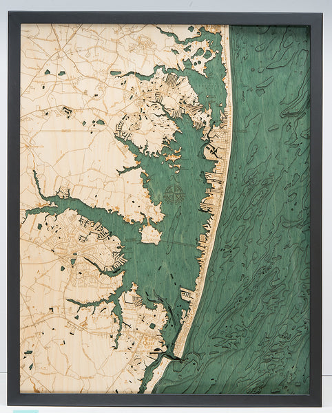 Ocean City, Maryland 3-D Nautical Wood Chart, Large, 24.5" x 31"