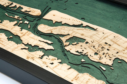 Topography Details on Map of St. Augustine Florida 3-D Nautical Wood Chart
