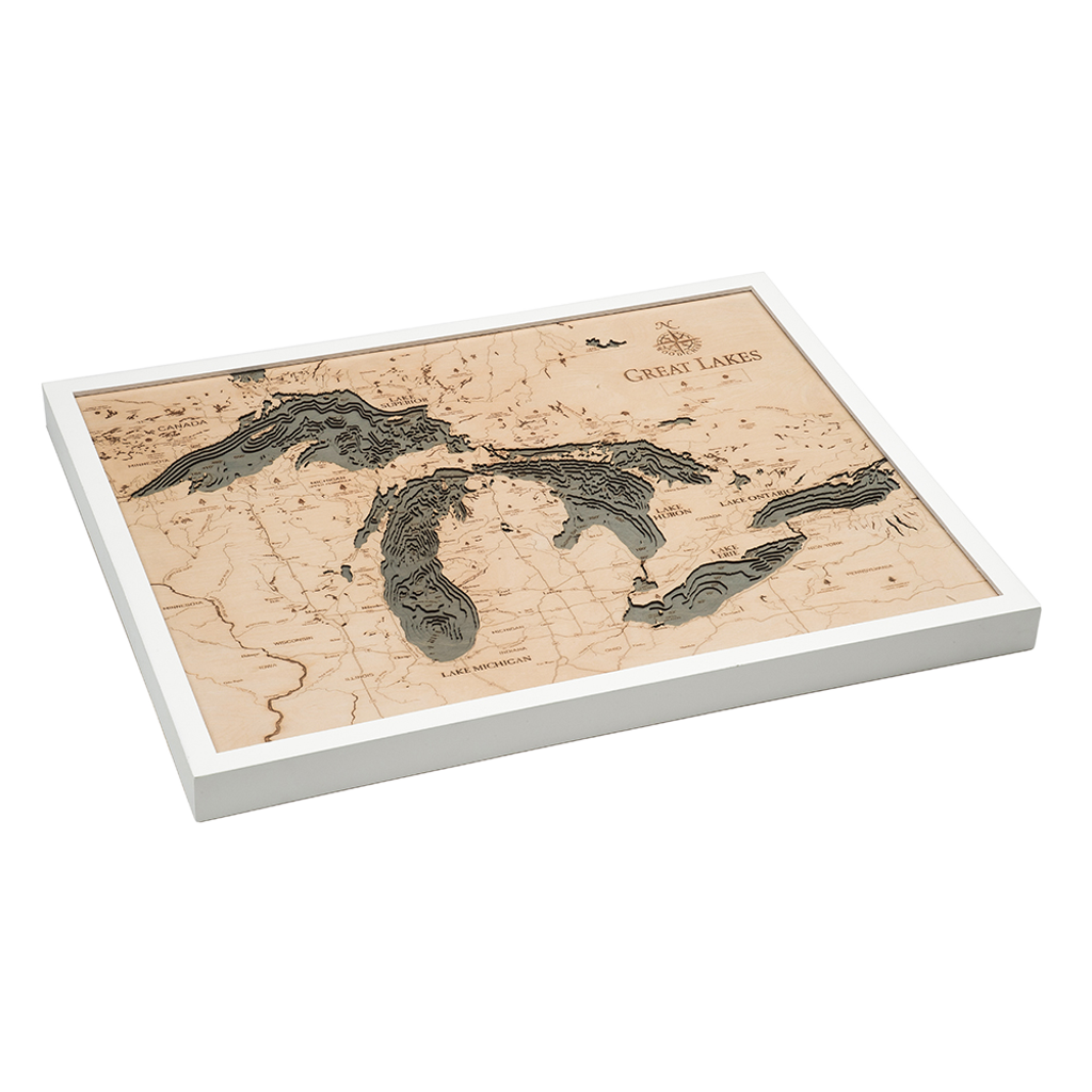 Great Lakes 3-D Nautical Wood Chart, Large, 24.5" x 31"