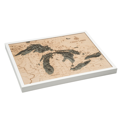 Great Lakes 3-D Nautical Wood Chart, Large, 24.5" x 31"