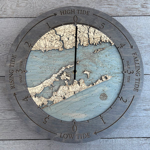 East Long Island Sound / The Hamptons Tide Clock, 16.50" Diameter