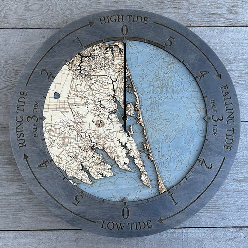 Virginia Beach to Kitty Hawk Tide Clock, 16.50" Diameter