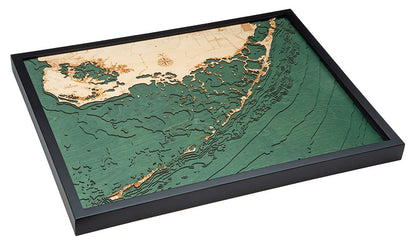 Upper Florida Keys, FL 3-D Nautical Wood Chart, Large, 24.5" x 31"