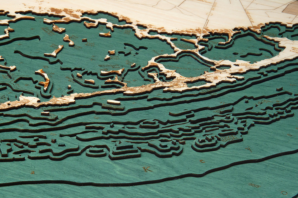 Upper Florida Keys, FL 3-D Nautical Wood Chart, Large, 24.5" x 31"
