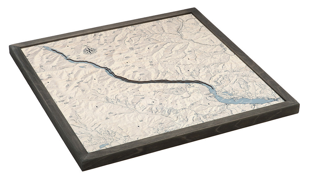 Lake Chelan UV Nautical Wood Chart, Square, 27" x 26"