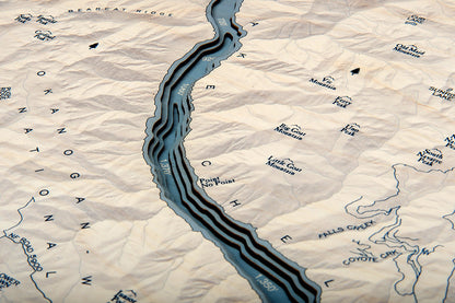 Lake Chelan UV Nautical Wood Chart, Square, 27" x 26"