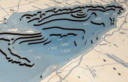 Lake Erie, UV Nautical Wood Chart, Medium, 13.5" x 31"