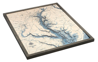 Chesapeake Bay UV Nautical Wood Chart, Large, 24.5" x 31"
