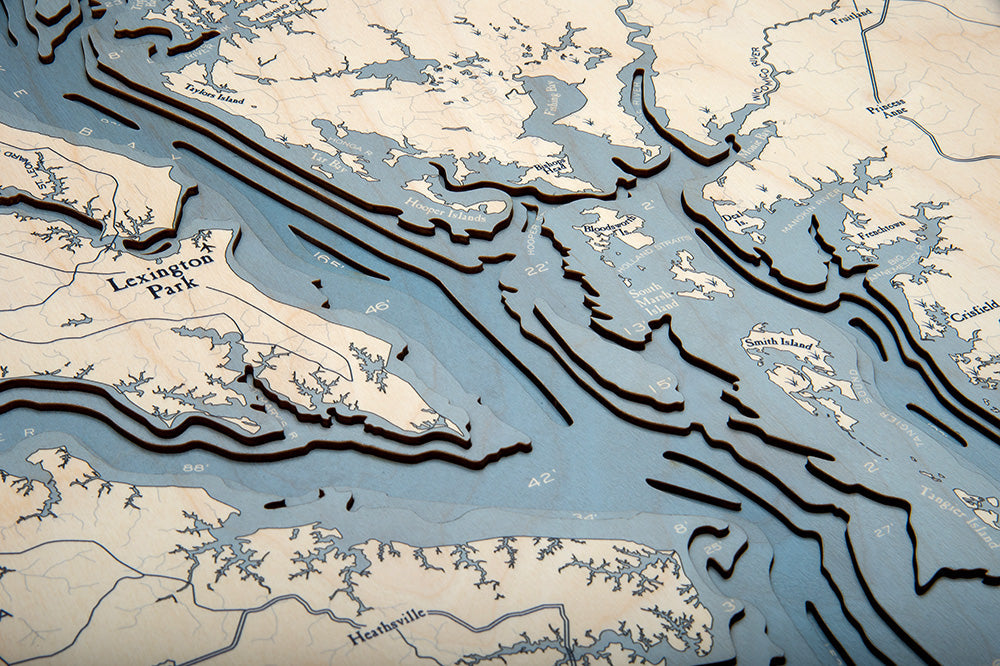 Chesapeake Bay UV Nautical Wood Chart, Large, 24.5" x 31"